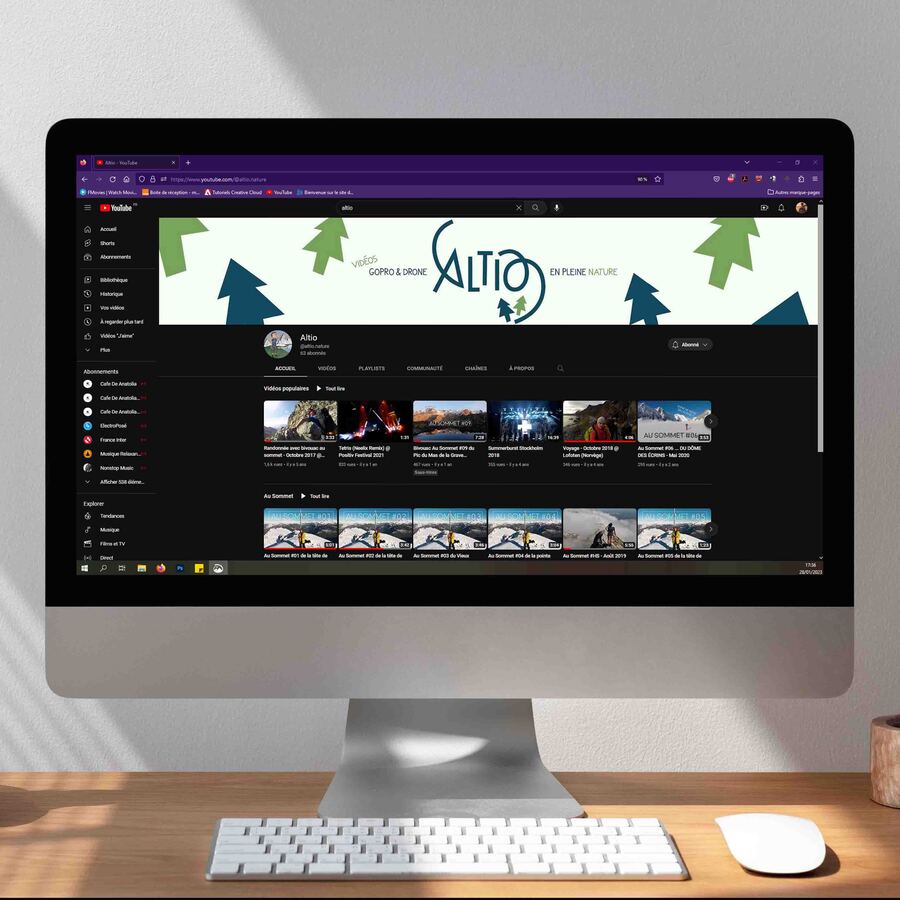 Mockup de la chaine Youtube Altio nature