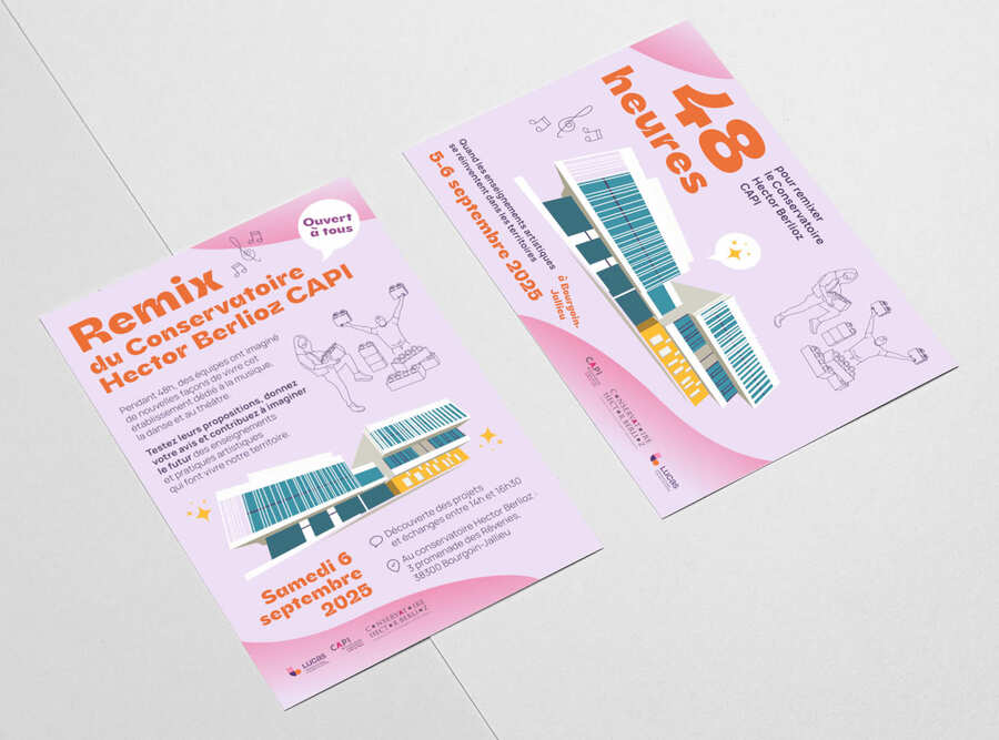 Deux déclinaisons d'affiche pour l'événement Remix du Conservatoire Hector Berlioz